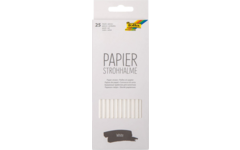 Papieren rietjes wit 6 mm x 19,7 cm, 25 stuks