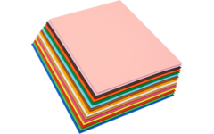 Dik engels karton 50 x 70 cm 90 vel, 15 kleuren ass. 290 grs.