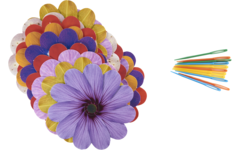 Vlechtbloemen met borduurnaald 11,5 cm, 16 stuks