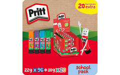 Plakstift Pritt 22 gram 96. st + 20 st. Pritt Color 10 gram