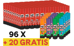 Plakstift Pritt 22 gram 96. st + 20 st. Pritt Color 10 gram