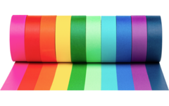 Washi Tape regenboog kleuren assorti 15 mm x 5 mtr, 10 stuks