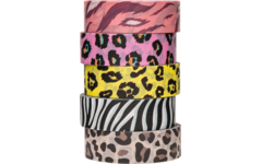 Washi Tape dierenpatronen 15 mm x 5 meter, 5 stuks