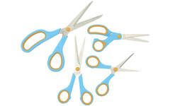 Schaar 14 cm soft-grip links- en rechtshandig blauw