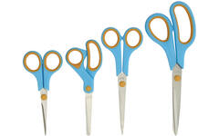 Schaar 14 cm soft-grip links- en rechtshandig blauw