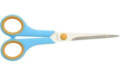 Schaar 17 cm soft-grip links- en rechtshandig blauw