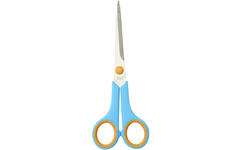 Schaar 17 cm soft-grip links- en rechtshandig blauw