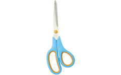 Schaar 21 cm soft-grip links- en rechtshandig blauw