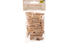 Wasknijpers hout assorti, 48 stuks