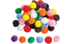 Pompons Jumbo 5 cm assorti, 50 stuks