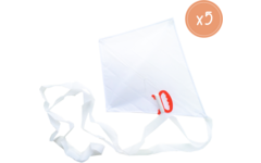 Vlieger wit nylon 40 x 50 cm, 5 stuks