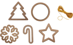 Houten kerstversiering frame +/-11 cm, 50 stuks