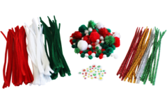 Chenilledraad/pompons kerst assorti, 300 stuks