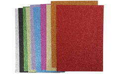Foam knutselvellen A4 glitter assorti, 10 vel