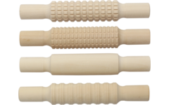 Kleiroller hout motieven Ø 3,5 x 21 cm, 4 stuks