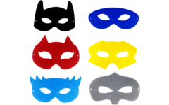 Superhelden maskers vilt 18 x 10 cm, 12 stuks