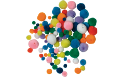Rijgpompons 4 maten/kleuren 100 stuks