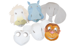 Dierenmaskers karton 6 modellen, 30 stuks