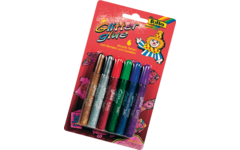 Glitter lijmpen, 6 kleuren metallic 9,5 ml
