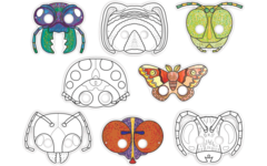 Insecten maskers 8 designs, 24 stuks