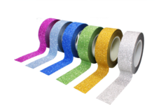 Tape glitter assorti 15mm x 10 meter, 6 stuks