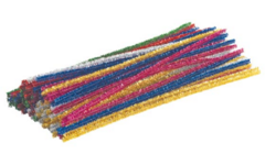 Chenilledraad 30,5 cm x 6 mm glitter assorti, 100 stuks