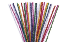 Chenilledraad 30,5 cm x 6 mm glitter assorti, 100 stuks