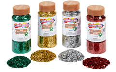 Glitter biologisch afbreekbaar 120 gram assorti, 4 stuks
