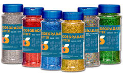 Glitter biologisch afbreekbaar 120  gram assorti, 6 stuks