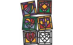 Glas in lood hartjes 20 x 20 cm, 24 stuks