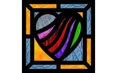 Glas in lood hartjes 20 x 20 cm, 24 stuks