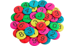 Kokosnoot nummers 0-9 assorti 25mm, 100 stuks