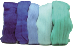 Viltwol 5 x 10 gr. blauwtinten