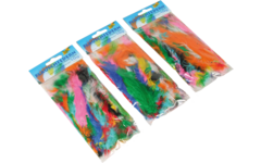 Dons-/kippenveren gekleurd, set van 3 zakjes elk 10 gram