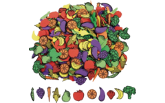 Foam plakfiguren groente/fruit 4-5 cm assorti, 500 stuks