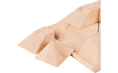 Piramide -  bouwblokken hout naturel 10 x 10 cm met onderplaat