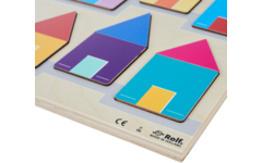 Rolf Puzzels - Reliëfpuzzel ontdek de grootte: een dak boven elk huis, 16 stukjes
