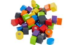 Rolf More - Kiesbord houten kiesvormen, magnetisch (6 figuren in 7 kleuren)
