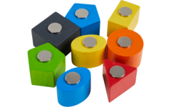 Rolf More - Kiesbord houten kiesvormen, magnetisch (6 figuren in 7 kleuren)