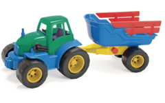 Traktor met aanhangwagen, klassiek, gerecycled