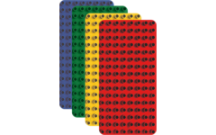 BiOBUDDi Education bouwplatenset 1x blauw, 1x groen, 1x rood en 1x geel