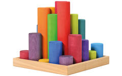 Grimm's - bouwblokken cilinders - regenboogkleuren - hout - set van 25