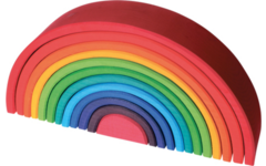 Regenboog van hout, 12 delig, 37x7,5x16,5 cm