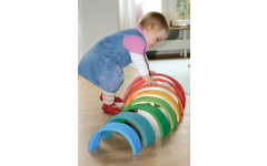 Regenboog van hout, 12 delig, 37x7,5x16,5 cm