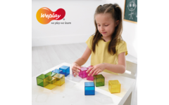 Blokkenset gekleurd transparant 5 x 5 x 5 cm 16 stuks