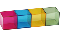 Blokkenset gekleurd transparant 5 x 5 x 5 cm 16 stuks