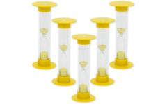 Zandloperset 5 stuks, geel, 3 minuten