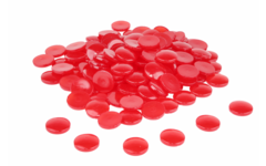Transparante stenen ø 20 mm rood, set van 100 stuks, in kartonnen doosje