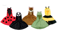 Bosdierencapes, set van 5, Lieveheersbeestje, Das, Vos, Kikker, Hommel