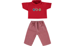 Poppenkleertjes broekje en shirt rood 40 cm